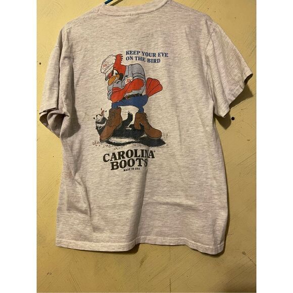 Rare Carolina Boots Made In USA single stitch Tshirt Red Cardinal / Badger Keep - Picture 1 of 12